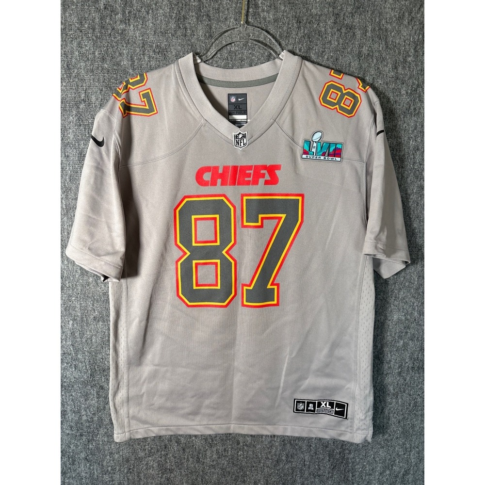 Nike Youth Travis Kelce Kansas City Chiefs Super Bowl LVII Jersey Grey XL 18/20